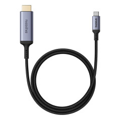 USB-C kabelis — HDMI 8K 60 Hz, elastīgs, izturīgs, 1,5 m, melns