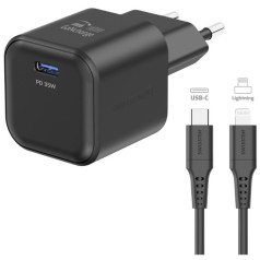 Swissten Tīkla Lādētājs GaN USB-C 35W PD + Datu kabelis USB-C - Lightning 1.2m