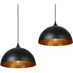 Tomshine piekarams gaismeklis, 2 x retro piekaramie lukturi Metāla industriālā vintage LED piekaramā lampa, diametrs 30 cm, melns