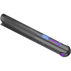 DOKIAUTO 2-in-1 Straightener & Curling Irons Wireless 8 Levels Temperature Large Waves Travel Styler Electric TypeC Charging Ionic Straight and Curl Hair Straightener Iron (Black)