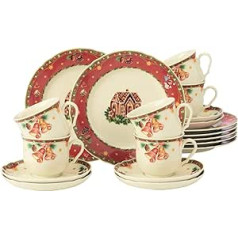 Seltmann Weiden Marieluise 4052212108582 Ziemassvētku nostalģijas kafijas servīze 18 daļiņu cietā porcelāna sarkana