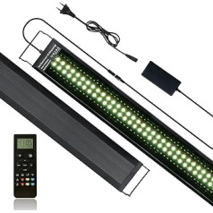 Akvārija LED apgaismojums ar tālvadības pulti, 58 W pilna spektra 24/7 režīma akvārija lampa ar DIY, standarta un laikapstākļu režīms 120–135 cm augu augšanas un saldūdens akvārijiem