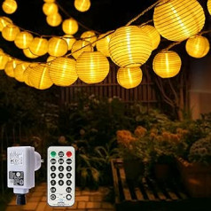 20 m LED Lanterns, Fairy Lights, Outdoor Power, 11 Modes Lantern Fairy Lights with Remote Control, 80 LED Chinese Lanterns, Warm White and Cool White Lighting Fairy Lights Outdoor for Patio Balcony