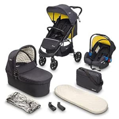 BABYGO Pushchair 3-in-1 Styles – Sports Attachment and Tub Separately and Car Baby Seat – Changing Bag/Rain Cover/Mattress – Mustard