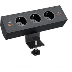 Table Socket with 2 USB A+C, 3-Way Power Strip Desk 3M Cable, 3250W Socket Desk, Table Socket Multiple Socket for Furniture or Worktops