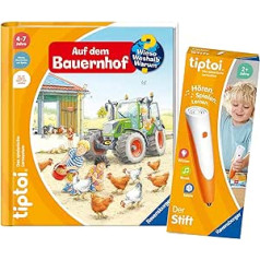 Ravensburger tiptoi komplekts: Wieso? Vešalbs? Warum? Auf dem Bauernhof + 00110 tiptoi Der Stift, izglītojoša rotaļlieta bērniem