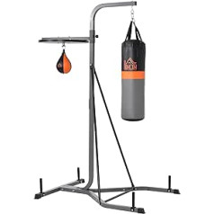 Aosom Homcom, boksa maisu turētājs, perforatora maisa statīvs ar štancēšanas bumbu ar 100 kg kravnesību, tērauds, 104 x 156 x 202 cm