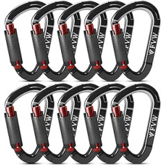 Karabiner Kletterausrüstung,UIAA-Zertifiziert 25KN Auto Locking Kletterkarabiner Clips für Hängematten, Schaukel, Locking Hundele