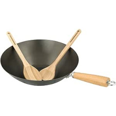 Campingaz wok kulinārijas modulārajai sistēmai, ieskaitot koka galda piederumus, ar nepiedegošu pārklājumu, ar metāla gredzenu kā adapteri, Ø 35 cm, augstums 15 cm