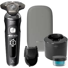 Philips Razor S9000 Prestige - Electric Wet and Dry Shaver, Matte Black, Lift & Cut Shaving System, SkinIQ Technology, Beard Styler, Cleaning Station & Premium Case (Model SP9840/31)