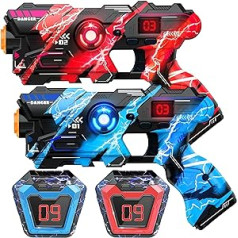 Laser Tag, Laser Tag Set Toy Gun for Children and Adults, Set of 2 Multifunctional Laser Tag Sets with Spray Function and LED Screen, Fun Toy for Children 8-12+ Boys Girls
