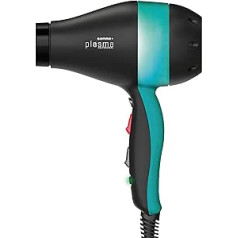 GAMMAPIU' PLASMA BACTERICIDAL Professional Hair Dryer with Disinfectant Effect, Black/Green, Made in Italy, Professional Hair Dryer with Bactericidal UV Lamp 1700-2000 W