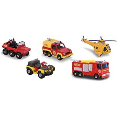 Dickie – Feuerwehrmann Sam – 5 teiliges Geschenk-Set – Geschenk-Set mit 5 Fahrzeugen aus Metall – 203094002038