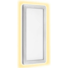 TELEFUNKEN — 313604TF LED āra sienas gaisma, fona apgaismojuma efekts, 16 vati, 2000 lūmeni, 4000 kelvini, IP44, sudrabs, taisnstūrveida, 280 x 150 x 28 mm (G. x. x. A.), sudrabs