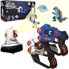 Silvergear® Laser Tag Set with Projector Game, Infrared Laser Gun Game for Children and Adults, Laser Tag Toy with 3 Projection Games with 10 Levels