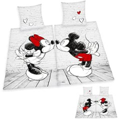 Disney Partner gultas veļa Mickey & Minnie In Love 2 x 80 x 80 cm + 135 x 200 cm, 100% kokvilna, dubultā iepakojumā