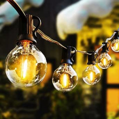 AVANLO LED āra Fairy Lights Outdoor ar plastmasas spuldzēm, 30,5 m Fairy Lights Outdoor Power 55 + 3 G40 spuldzes IP44 Ūdensizturīgs iekštelpu/āra Fairy Lights, Terase, Kāzas, Ballītes