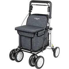 Carlett — тележка для покупок и ходунки с сиденьем для пожилых людей — медицинское одобрение класса I, 4 складных колеса, съемная сумка 36 л/15 кг 