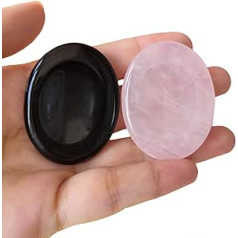 Lovionus89 Черный обсидиан и розовый кварц для больших пальцев, лечебные карманные пальмовые камни для снятия стресса и хрусталя Рейки, упаковк