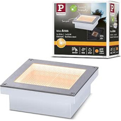 Paulmann Aron 94724 LED solārais padziļināts grīdas gaismas kustības sensors, draudzīgs pret kukaiņiem IP67 100 x 100 mm 2200 K 0,5 W 25 lm balts kvadrātveida nerūsējošā tērauda plastmasa