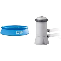 Intex Easy Set baseins - virs zemes baseins, 305 x 76 cm & 28604 Krystal Clear kārtridžu filtra sūknis - baseina kārtridžu filtru sistēma - 1,7 m3/h, pelēks