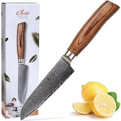 Wakoli EDIB Pro Premium Santoku nazis mazs ar 11 cm asmeni, kas izgatavots no 67 slāņiem īsta Damaskas tērauda ar Pakka koka rokturi I Damascus Knife virtuves nazis un profesionāls šefpavāra nazis