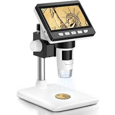 AOPICK mikroskops, LCD digitālais mikroskops 1000X 4,3 collu 1080P USB mikroskops ar 8 regulējamām LED gaismām, datora skats, saderīgs ar MacOS Windows