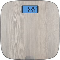 Rowenta Origin Light Wood BS1600 Large Display Bathroom Scales with Wood Finish Auto On Capacity up to 160kg 100g Includes 4 AAA Batteries