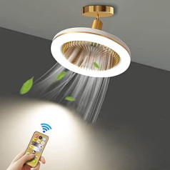 Bedroom LED Ceiling Fan with Lighting and Remote Control Quiet Small Ceiling Fan with Lamp Dimmable Timer Modern Design Ceiling Light Adjustable Angle 30 W