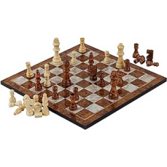 HBS GAMES Mocha Design Classic Wooden Chess Game 37 cm Chess and Dame Game Chess Board Set Perfect Family Game with Handmade High-Quality Chess Board