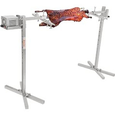 VEVOR Suckling Pig Grill Lamb Grill 117 cm, 41 kg Stainless Steel Rotisserie Skewer Grill 42 W, Lamb Grill BBQ Grill Trolley Barbecue, 8 Height-Adjustable Large Skewer Grill Turkey Meat, Ham etc.