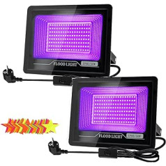 2 x 50 W LED Black Light Spotlights, Black Light Spotlight with Plug, IP66 Waterproof Black Light Lamp, UV Light with Switch, Fluorescence Neon Colours, UV Lamp for Decoration, Party, Disco, Poster,