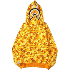 WINKEEY Bape Shark Hoodie Hip Hop Hoodie ar rāvējslēdzēju garām piedurknēm džemperis ar Shark Print Shark Head rāvējslēdzēja jakas