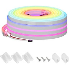 SEZO neona sloksnes gaismekļi 5 m, IP67 ūdensizturīgs elastīgs WS2811 IC RGB augsta blīvuma gaisma DC24V 5M 108LED/m 8 mm plata silikona neona siksniņa guļamistabas virtuvei ballītei DIY mājas dekorēšanai