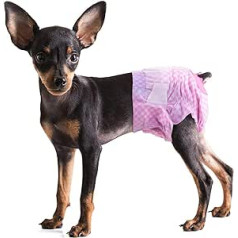 Pet Soft Dog& Cat Nappies Female - Disposable Dog Nappies Pants in Season, Pink Chihuahua Nappies with Adjustable Tail Hole Cute (3M - 36 Pieces)