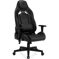 SENSE7 Gaming Vanguard biroja krēsls, Gamer ergonomiskais krēsls, roku balsts, viengabala tērauda rāmis, regulējams slīpuma leņķis, melns, mākslīgā āda, 41-49 x 66 x 58 cm