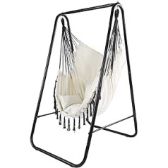 CCLIFE iekarināmais krēsls ar rāmi, spilvenu, pakarināms šūpoles pakarināmais krēsls līdz 100 kg iekštelpu un āra dārza pakarināmais sēdeklis