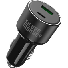 Silver Monkey Auto lādētājs 100W 1xUSB-C PD 1xUSB-A QC 3.0 melns