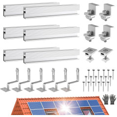 EVJUICION Solāro paneļu kronšteinu komplekts 2 x saules moduļiem, 300 mm x 6 gabali, modernizēts, alumīnija saules paneļu kronšteinu komplekts (6 x 300 mm)