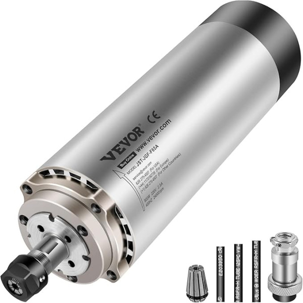 VEVOR vārpstas motors CNC vārpstas motors ar gaisa dzesēšanu 0,8 Kw, gaisa dzesēšanas vārpstas motors 220-250 V Gaisa dzesēšanas motors CNC aptveres turētājam 0-24000 apgr./min Gaisa dzesēšanas vārpstas motors ar vēja dzesēšanu