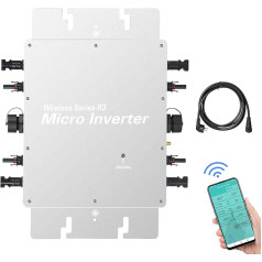 BuyWeek 1200 W mikro invertors, PV invertors IP65 ūdensizturīgs saules invertors ar WiFi lietotni, saules enerģijas tīkla invertors 3 x 400 W PV modulim invertora balkona elektrostacijai