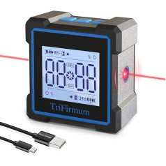 Digitālais magnētiskais transportieris ar LCD displeju, elektroniskais inklinometrs, lāzera transportieris 3 in 1, uzlādējams līmeņrādis, inklinometrs