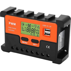 PWM saules enerģijas regulators 50A 12V 24V 48V manuāla izvēle 3 pakāpju saules enerģijas lādēšanas kontrolieris ar 2 USB pieslēgvietām RV 5V izejas citiem transportlīdzekļiem