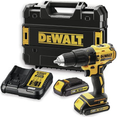 DEWALT 18V, 1,5Ah Schlagbohrschrauber/Schlagschrauber (bürstenlos, robustes Schnellspannfutter, integierte LED-Leuchte, inkl. 2 Li-Ion-Akkus, System-Schnellladegerät und T STAK-Box) DCD778S2T