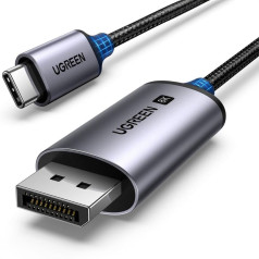 USB-C - DisplayPort 8K HDR HDCP2.3 eARC 1 m ilgio vaizdo ir garso kabelis pilkos spalvos