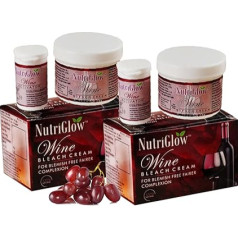 ‎Nutriglow Nutriglow Vīna balinošs krēms sejai sievietēm, balina sejas apmatojumu, dabiski mirdzoša āda, tumšo plankumu, melno punktu, melno punktu, iedeguma noņemšanas līdzeklis (iepakojumā 2 gab., 43 g katrs)