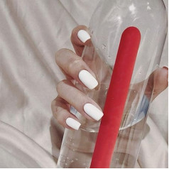 Sethain Matt Square False Nails Tips White Short False Fingernails Full Coverage 24 gabali Nospiediet uz naga sievietēm un meitenēm