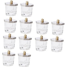 Minkissy 12 gab Nail Art astoņstūra kauss pulveris Dappen Dish Dappen Cup Dappen Bowl Bowl Mini Nail Bowl Cup Dish Nail Crystal Bowl Cup Glass Liquid