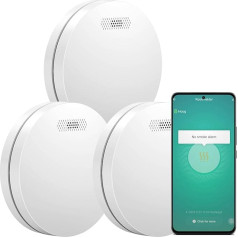 Aroha Smart Connect dūmu detektors WLAN - 10 gadu akumulators - ugunsgrēka signalizācija WLAN, savienota ar lietotni Tuya & Smartlife, Smart Home - 3 ierīču komplekts