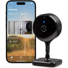 EVE Kamera (Apple Home) - Vieda iekštelpu kamera, 1080p izšķirtspēja, Wi-Fi, 100% konfidencialitāte, HomeKit droša video, ziņu sūtīšana uz iPhone, mikrofons un skaļrunis, nakts redzamība, elastīga uzstādīšana